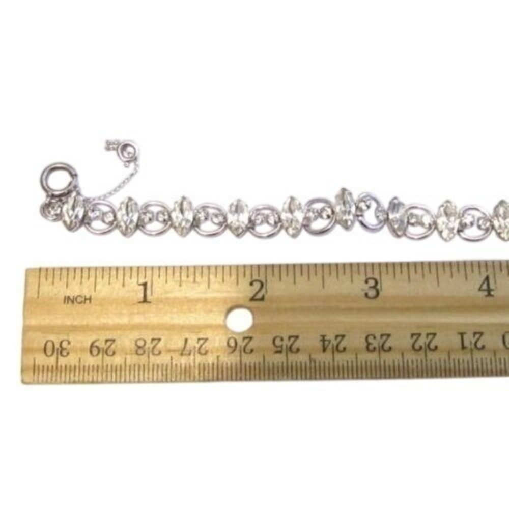 Vintage High End Sparkling Clear Rhinestone Sterling Silver Bracelet*7-3/8" - Picture 5 of 5